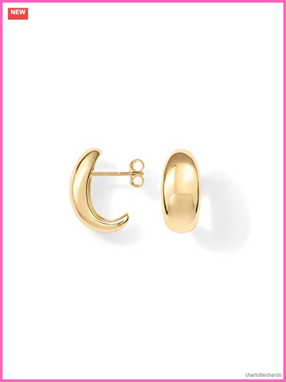 14K Gold Plated Dome Huggie Hoop Earrings 8mm Hypoallergenic Women's Jewelry